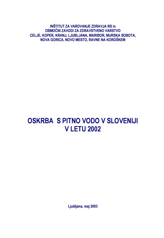 Letno poročilo o pitni vodi v Sloveniji 2002