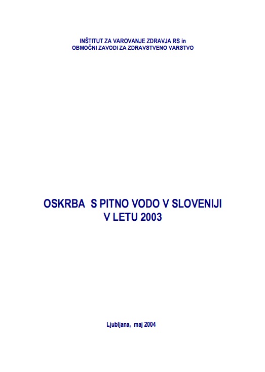 Letno poročilo o pitni vodi v Sloveniji 2003