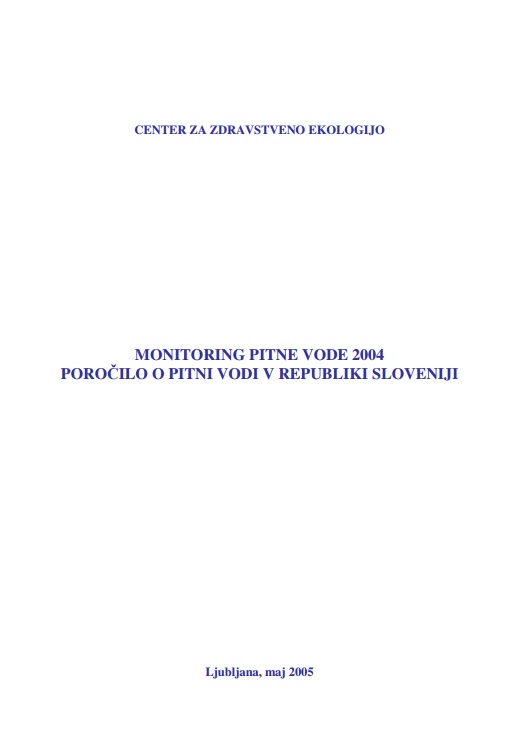 Letno poročilo o pitni vodi v Sloveniji 2004