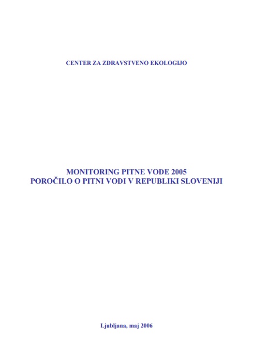 Letno poročilo o pitni vodi v Sloveniji 2005