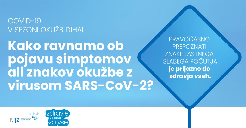 Kako ravnamo ob pojavu simptomov ali znakov okužbe z virusom SARS-CoV-2