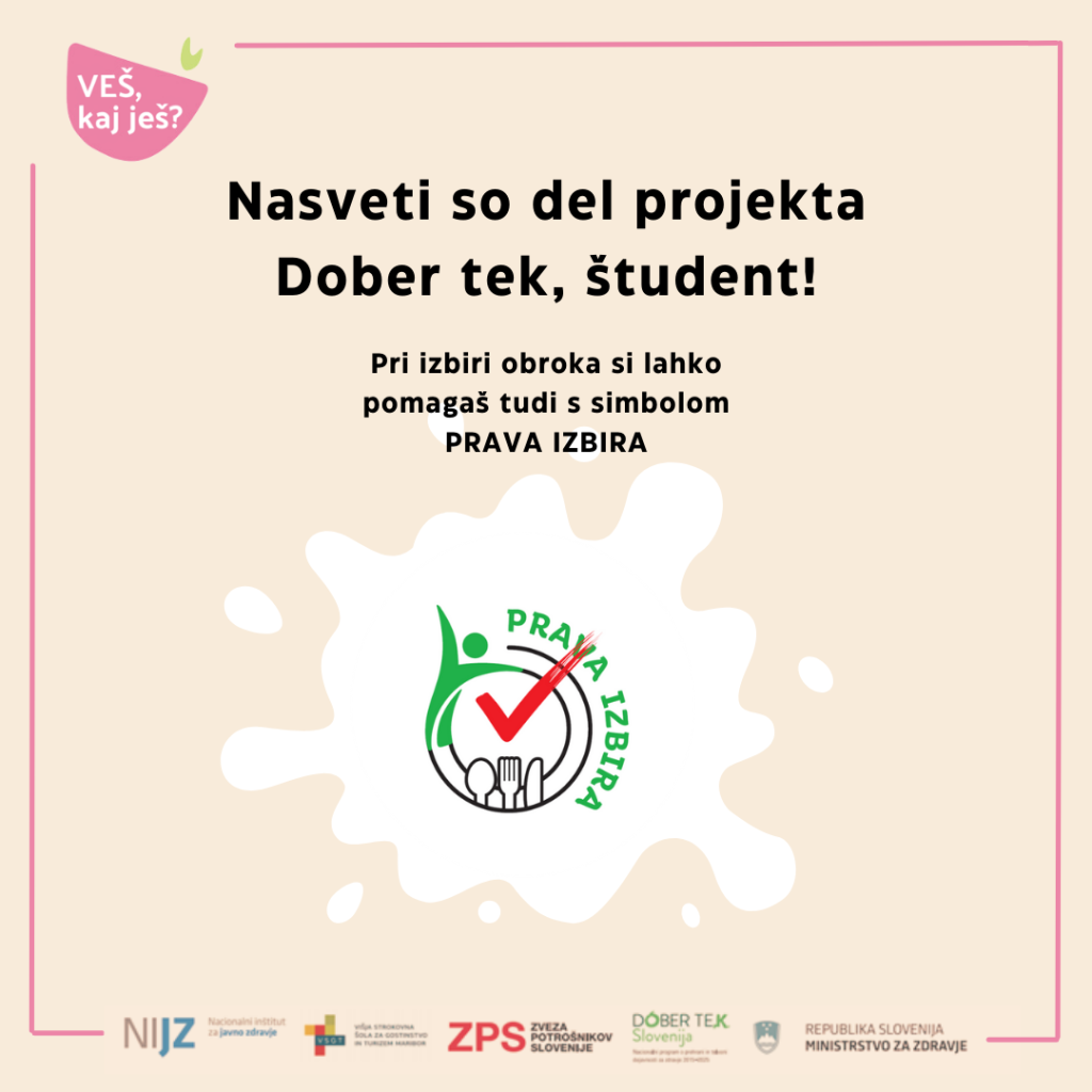 Nasveti so del projekta Dober tek, študent!