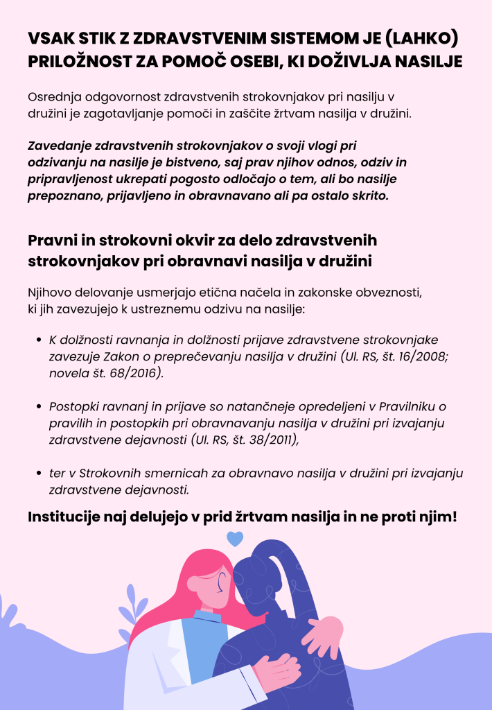 vsak stik z zdr sistemom je lahko priložnost za pomoč osebi, ki doživlja nasilje