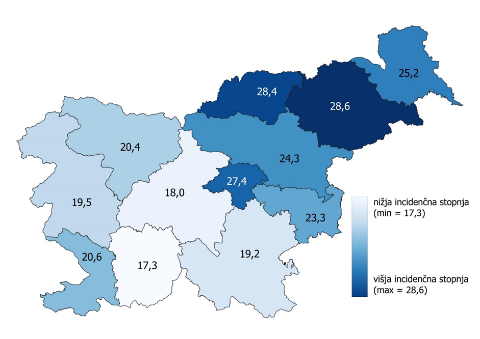 V Vzhodni Sloveniji je več primerov raka želodca